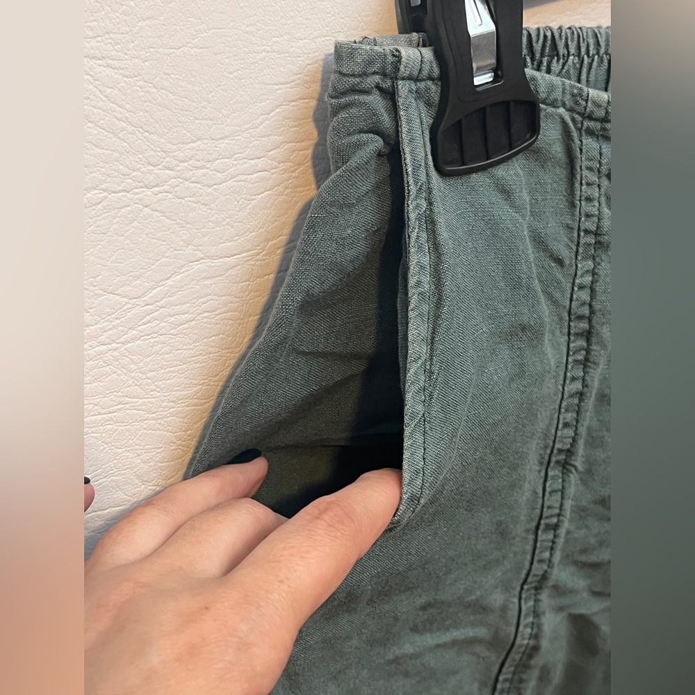 Young Fabulous Broke Teal Green Wide Leg Slit Front Linen Pants Medium - Picture 4 of 10